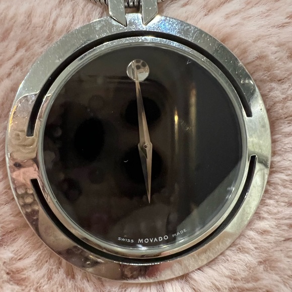 COPY - Movado Watch Pendant Necklace - 18K White Gold Snake chain- RARE COLLECT… - Picture 3 of 5
